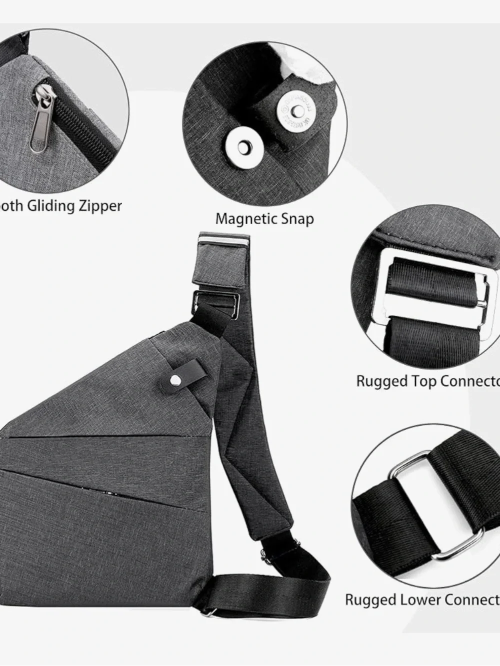 Grey Sling Crossbody Bag